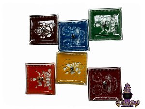 Incensario Vidro Indiano Quadrado 07x07cm