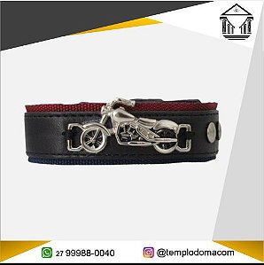 Pulseira em Couro, Ajustável, Harley Davidson Motociclista