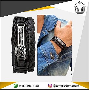 Pulseira em Couro, Ajustável, Route 66 Motociclista