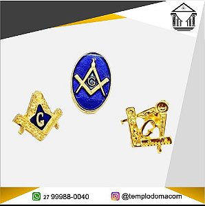 Kit 3 Pins Maçonaria Folheados a Ouro