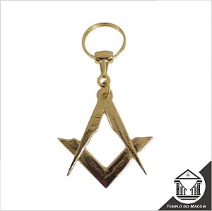 Chaveiro Esquadro e Compasso Dourado