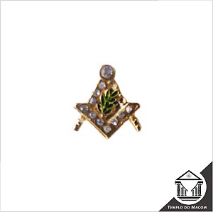 Pin Esquadro e Compasso com Acácia e Pedras