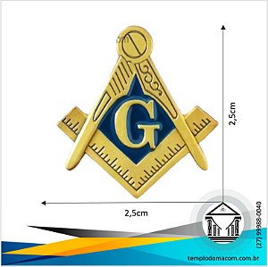 Pin Esquadro e Compasso Dourado Fosco - 2,5cm