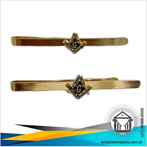Prendedor de Gravatas Dourado com Símbolo Maçônico