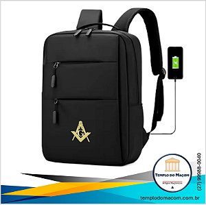 Mochila Maçônica para Notebook e Tablet – Logo Metal Dourado