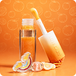 Lip Gloss Labial de Frutas Tangerina Miss Lary com Brilho Luminoso e Aroma Refrescante