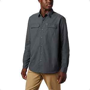 Camisa Columbia Masculina M/L Botão Silver Ridge II Cinza