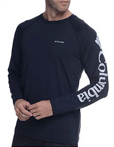 Camiseta Columbia Masculina Manga Longa Aurora Preta Fps 50+