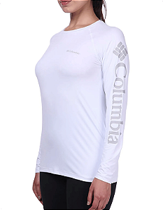 Camiseta Columbia Feminina Manga Longa Aurora Branca Fps 50+