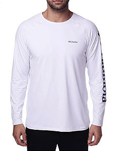 Camiseta Columbia Masculina Manga Longa Aurora Branca Fps50+