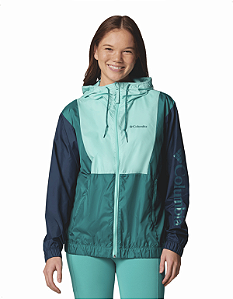 Jaqueta Columbia Corta Vento Feminina Lily Basin Azul e Verde