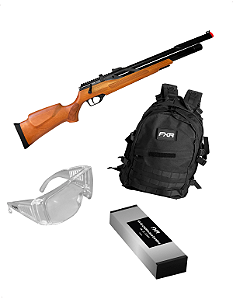 Carabina de Pressão PCP Artemis T Rex 5.5mm Madeira + Mochila Tática + Óculos + Kit Limpeza