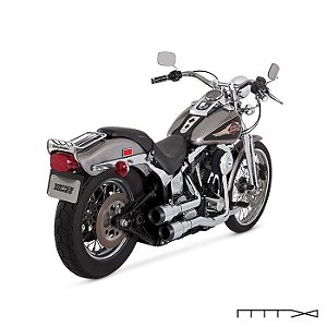 Escapamento Vance & Hines Hi-Output Grenades - Cromado com Preto - Softail 1986 - 2017