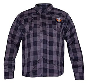 Camisa Masculina de Fibra Sintética Preto e Cinza - Kustom Art