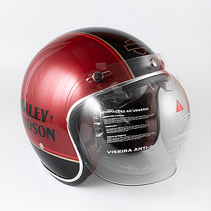 Capacete Aberto Lucca Mod. Sublime - Customizado por MTX Imports - HD Heritage Classic Red and Black