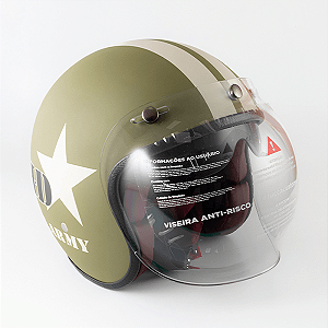 Capacete Aberto Lucca Mod. Sublime - Customizado por MTX Imports - HD U.S. Army Verde Militar