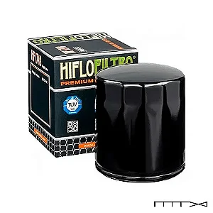 Filtro de Óleo Hiflofiltro Preto p/ HD Milwaukee-Eight M8, Touring 99-24, Softail 99-24 e Dyna 99-17