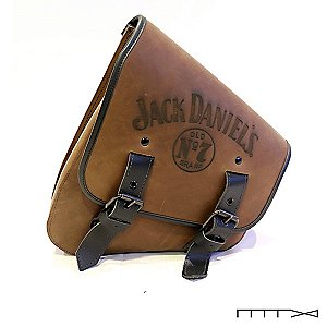 Bolsa de Balança Couro Logo Jack Daniel's - Laser - Marrom  - Softail Tds. Anos