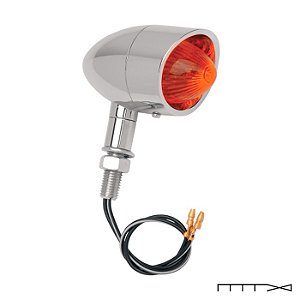 Pisca Cromado modelo Mini Retro Dian/Tras com lente em Ambar - Drag Specialties