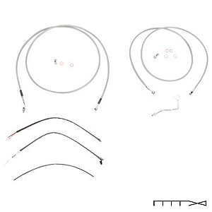 Kit de Cabos em Aço Inox Trançado - Guidões Apehanger 13´´ - Burly - Touring 2014 - 2015