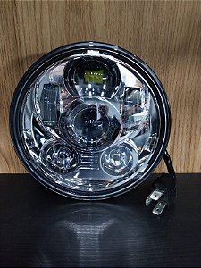 Farol LED 5.75 Modelo s/ Angels Fundo Cromado (Mod. 1) - CH Parts