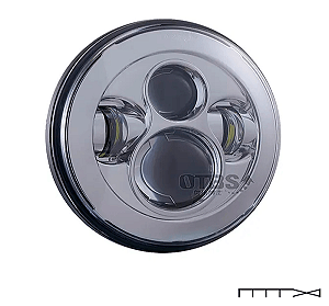 Farol LED 7" s/ Angels c/ Fundo Cromado (Mod. 1) - CH Parts