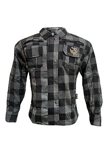 Camisa Feminina de Fibra Sintética Preto e Cinza - Kustom Art