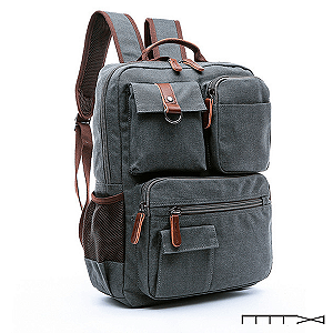 Mochila masculina em lona de laptop & viagem - Gray