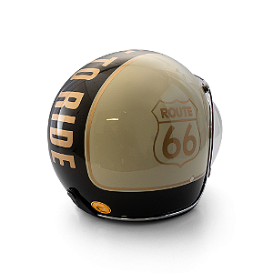 Capacete Aberto Origine Primo Route 66 - Customizado por MTX Imports - Cor River Rock Gray com faixa Tabaco escrita