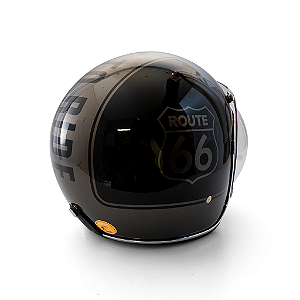 Capacete Aberto Origine Primo Route 66 - Customizado por MTX Imports - Cor Preto com faixa Grafite