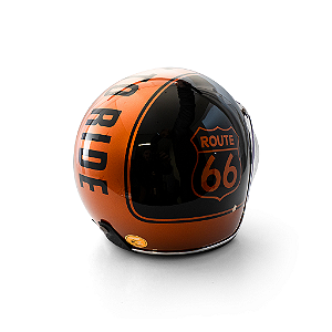 Capacete Aberto Origine Primo Route 66 - Customizado por MTX Imports - Cor Preto com faixa Amber Gold