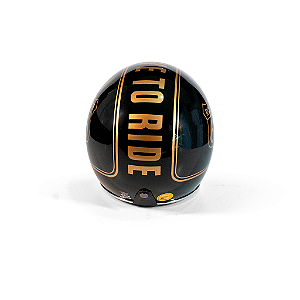 Capacete Aberto Lucca Mod. Sublime Route 66 - Customizado por MTX Imports - Cor Preto com detalhes Dourados