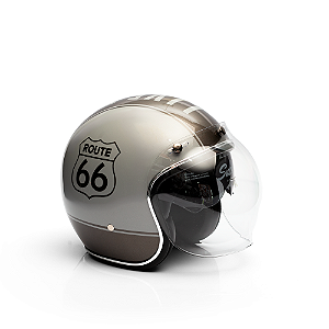 Capacete Aberto Lucca Mod. Sublime Route 66 - Customizado por MTX Imports - Billiard Gray