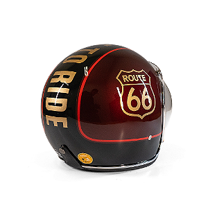 Capacete Aberto Lucca Mod. Sublime Route 66 - Customizado por MTX Imports - Cor Bordo