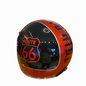 Capacete Aberto Origine Primo Route 66 - Customizado por MTX Imports - Whiskey Fire