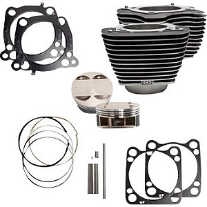 Big Bore S&S Cycle 129" Kit Cilindro para motores Harley Milwaukee-Eight 107" (2017-2026) - Preto Texturizado