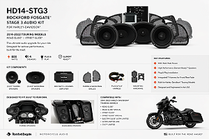 Kit de áudio Rockford Fosgate Gen-3 Stage 3 para Harley Road Glide / Street Glide 2014-2023