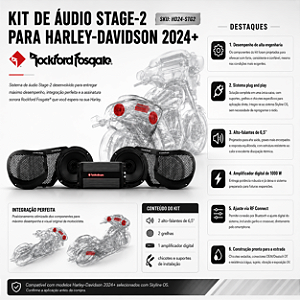 Kit de áudio Frontal Rockford Fosgate Stage 2 para Harley Street Glide FLHX / Road Glide FLTRX 2024-2026