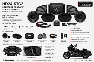 Kit de áudio Rockford Fosgate Stage 2 para Harley Street Glide FLHX / Road Glide FLTRX 2024-2026
