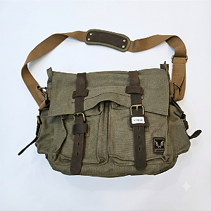 Bolsas Laterais em Lona Roll em lona de laptop & viagem - Green