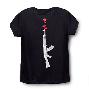 Camiseta Feminina Baby Look Kalash & Rose Preta