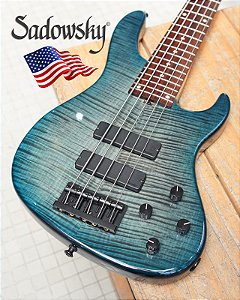 Contrabaixo Sadowsky 5c NYC 2019 flamed peacock blue