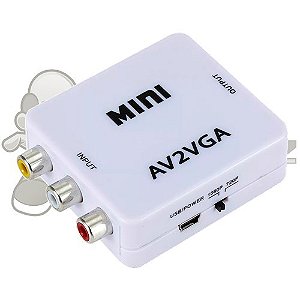 Mini Conversor Vídeo Composto, 3 RCA, AV Para VGA - AV2VGA