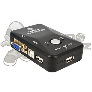 Switch KVM, 2 Portas, VGA x USB - Lelong LE-5553