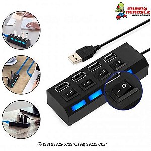 Hub Usb 2.0 Com 4 Portas, Switch Liga/Desliga - Knup HB-T63