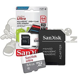 Cartão de Memória 64Gb, MicroSD, Ultra, Classe 10, 100Mbs - SanDisk