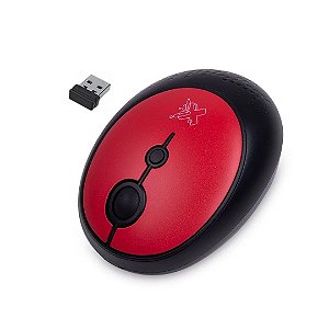 Mouse Óptico Sem Fio 1.600 DPI, 4 Botões, Vermelho/Preto - Maxprint Techware