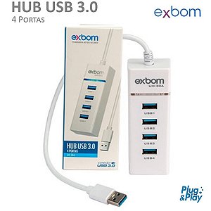 Hub Usb 3.0 Com 4 Portas, 5 Gbps - Exbom UH-30A