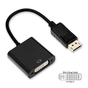 Conversor Displayport (Macho) Para DVI 24+5 (Fêmea)