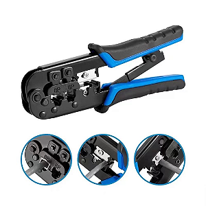 Alicate Crimpagem Para Cabo de Rede RJ45, RJ11 e RJ12 Com Catraca de Pressão - Exbom FRM-ACR300